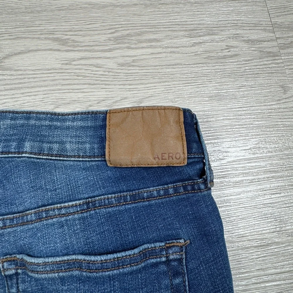 Aeropostale Mens Slim Jeans Blue 31/30‎ Distressed Ripped Denim Pants